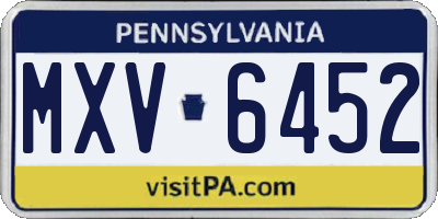 PA license plate MXV6452