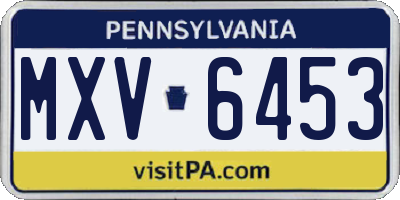 PA license plate MXV6453