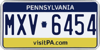 PA license plate MXV6454