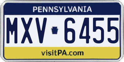 PA license plate MXV6455