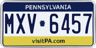 PA license plate MXV6457