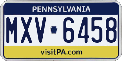 PA license plate MXV6458
