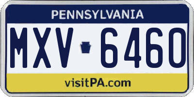PA license plate MXV6460