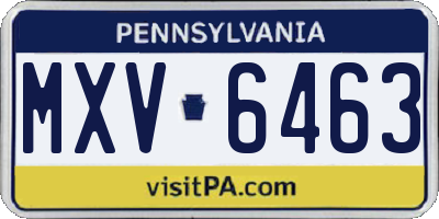 PA license plate MXV6463