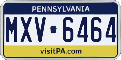 PA license plate MXV6464