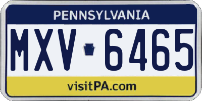 PA license plate MXV6465