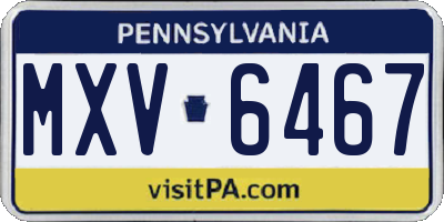 PA license plate MXV6467