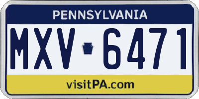 PA license plate MXV6471