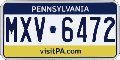 PA license plate MXV6472