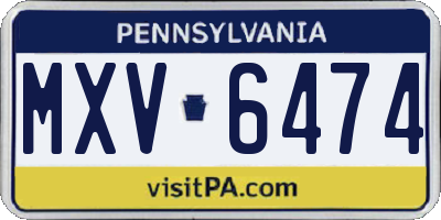 PA license plate MXV6474