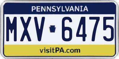 PA license plate MXV6475