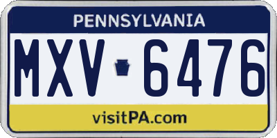 PA license plate MXV6476