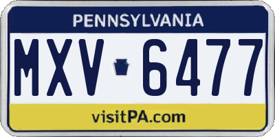 PA license plate MXV6477