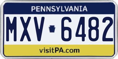 PA license plate MXV6482