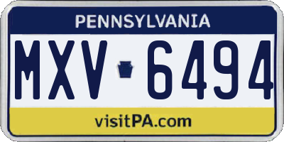 PA license plate MXV6494