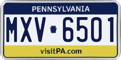 PA license plate MXV6501