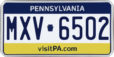 PA license plate MXV6502
