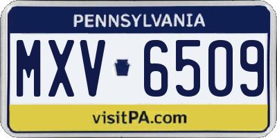 PA license plate MXV6509
