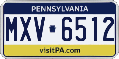 PA license plate MXV6512