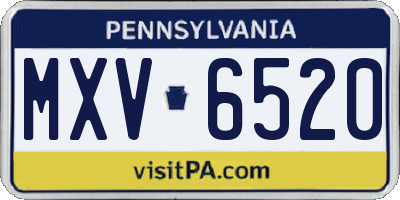 PA license plate MXV6520