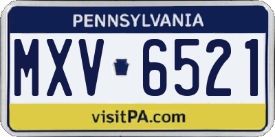 PA license plate MXV6521