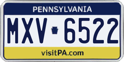 PA license plate MXV6522