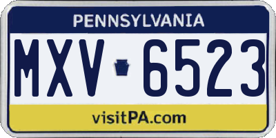 PA license plate MXV6523