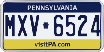 PA license plate MXV6524