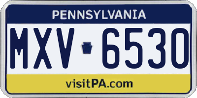 PA license plate MXV6530