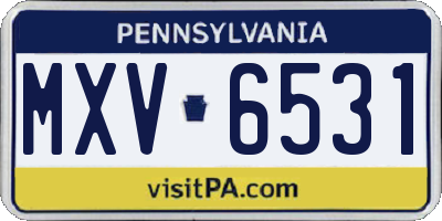 PA license plate MXV6531