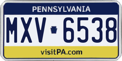 PA license plate MXV6538