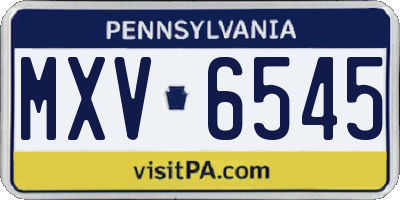 PA license plate MXV6545