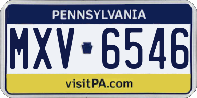 PA license plate MXV6546