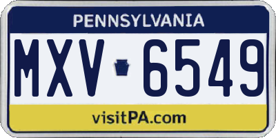 PA license plate MXV6549