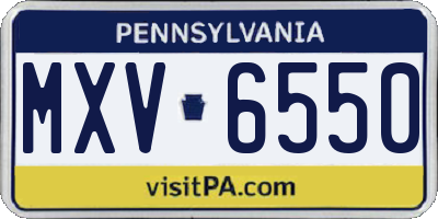 PA license plate MXV6550