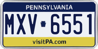 PA license plate MXV6551