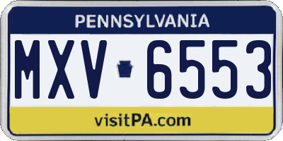 PA license plate MXV6553
