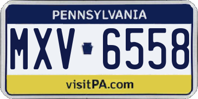 PA license plate MXV6558