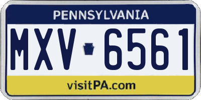 PA license plate MXV6561