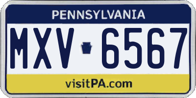PA license plate MXV6567