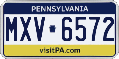 PA license plate MXV6572