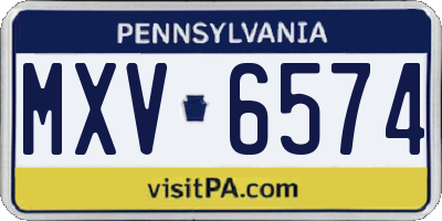 PA license plate MXV6574
