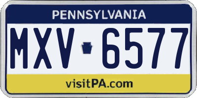 PA license plate MXV6577