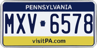 PA license plate MXV6578