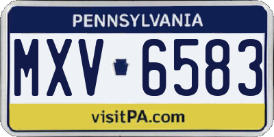 PA license plate MXV6583