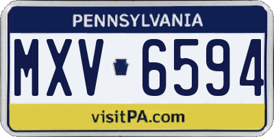 PA license plate MXV6594