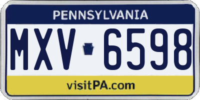 PA license plate MXV6598