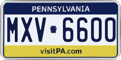 PA license plate MXV6600