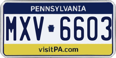 PA license plate MXV6603