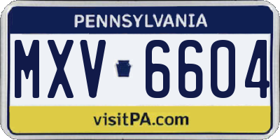 PA license plate MXV6604